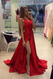Sexy Light Red Long Front Split Simple Cheap Prom Dress K169