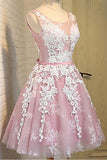 Real Made Lace Tulle A-line Sleeveless Short Homecoming Dresses K437