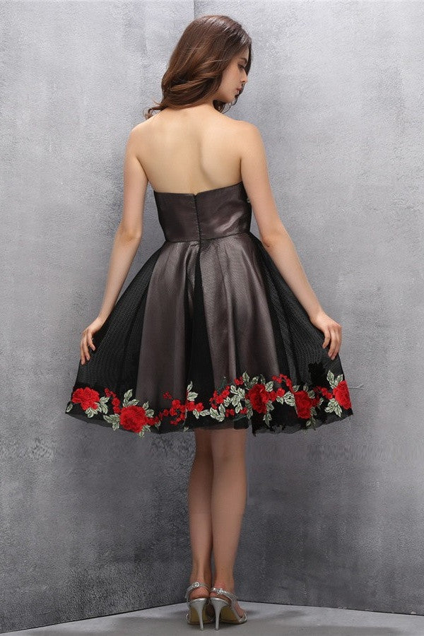 Beauty Black Short Sweetheart Handmade Homecoming Dress K599