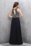Modest Black Chiffon Beading Charming Long Prom Dress K620