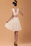 Simple Cheap Chiffon Cute V-neck High Low Homecoming Dress K69