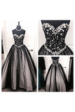 Black White Tulle Long Ball Gown Prom Dresses,Sweetheart Beaded Bodice Quinceanera Dresses OK810