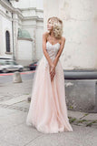 Beautiful Prom Dress,Sweetheart prom dress,Tulle prom dress,Pearl Pink Prom Gown,Appliques prom dress,A-Line prom dress