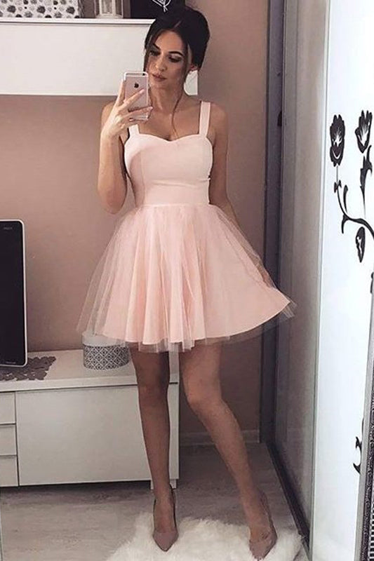 Charming Homecoming Dresses,Sweetheart Homecoming Dresses,Short Prom Dresses,Straps Homecoming Dresses,Blush Pink Homecoming Dresses