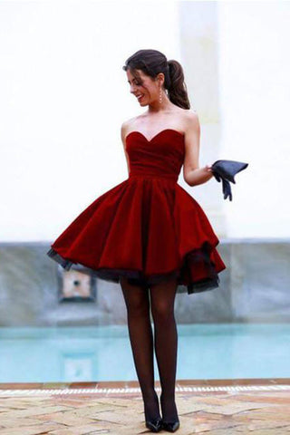 Chic Homecoming Dresses,Sweetheart Homecoming Dress,Burgundy Homecoming Dresses,Short Prom Dresses,A Line Prom Dress