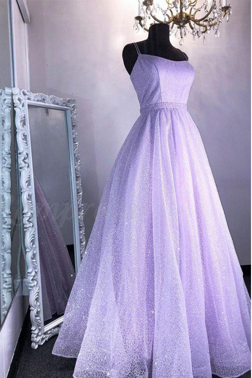 Stunning A-line Long Pink Sequin Prom Dress Formal Evening Dress OKW91