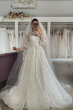 Princess A Line Sequined Long Sleeves Wedding Dresses Bridal Dresses OK1701