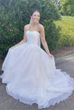 White Strapless Multi-Tiered A Line Long Wedding Dress Elegant Bridal Dress OK1615