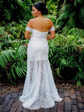 Sweetheart Sheath Lace Bridal Dress Beach Wedding Dress With Slit OKP93