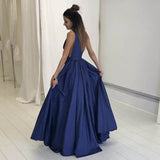 Sexy Deep V-neck Long A Line Prom Dresses Graduation Party Dress For Teens OK101