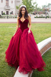 Elegant Prom Dress,Strapless Prom Gown,A-line Evening Dress,Long Formal Dresses,Burgundy Prom Dress,Formal Evening Dress