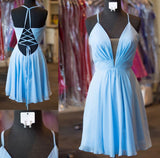 Sexy Blue Short Chiffon Homecoming Dress,Junior Party Dress OK453