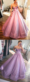Unique Pink Sweetheart Modest Ball Gown Prom Dresses With Beading OKF65