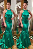 Handmade Simple Cheap Green Long Open Back Mermaid Prom Dress K662