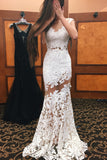 Mermaid Applique Sexy Bridal Dress,Sexy Custom Made White Elegant Prom Dress OK166