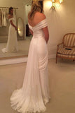 Off Shoulder Side Split Beach new Long Affordable Bridal Dress/Wedding Dress OK170