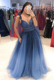 A-Line Spaghetti Straps Ombre Color Tulle Pleats Prom Dress Evening Party Dress OK1233