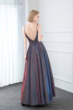 Sparkling Spaghetti Straps Long Prom Dress Backless Formal Party Gown OKW74