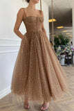 Glittering Stars Sequined Prom Dress A-line Ankle Length Evening Dress OKV57