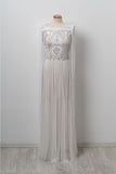 Unique Bateau Floor-length Chic Long Off White Prom Dresses OKG40