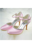 High Heel Ivory Satin Beaded Close Toe Ankle Straps Women Shoes S108