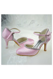 High Heel Ivory Satin Beaded Close Toe Ankle Straps Women Shoes S108