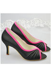 Black Simple Peep Toe High Heel Prom Shoes For Women S113