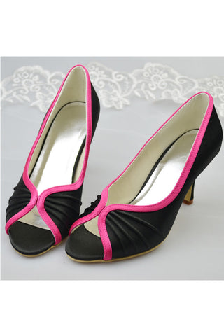 Black Simple Peep Toe High Heel Prom Shoes For Women S113