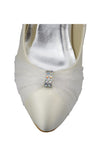 Ivory Beading High Heel Satin Ankle Straps Close Toe Women Shoes S116