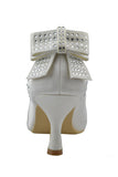 Ivory Classy Satin Beading Low Heel Close Toe Wedding Shoes S128