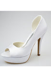 Real Nice White High Heel Peep Toe Satin Best Women Shoes S130