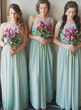 Modern A Line One Shoulder Chiffon Floor Length Bridesmaid Dresses OKN3