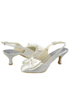 Simple Elegant Ivory Satin Low-Heel Wedding Party Shoes S85