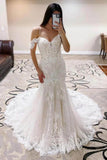 Spaghetti Straps Mermaid Lace Applique Tulle Wedding Dress Bridal Gown OK1203
