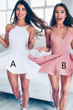 white homecoming dresses,A-line homecoming dress,Blush Homecoming Dresses,Backless prom dress,Satin homecoming dress,girls homecoming dresses