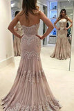 Vintage Strapless Sweetheart Lace Mermaid Long Prom Dress OK584