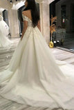 Princess Lace Appliques Ball Gown Wedding Dresses Off the Shoulder Bridal Gowns OKV19