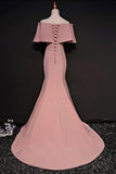 Elegant Trumpet Mermaid Off-the-shoulder Floor Length Pink Prom Dresses With Slit OK631