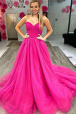 Strapless A Line Tulle Long Prom Dress Sweetheart Evening Dress Formal Party Dress OK1268