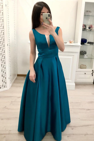 Simple A Line Satin Prom Dress, Cheap Formal Dress For Teens OKI19