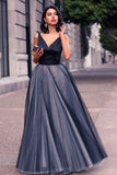 Princess Prom Dress,V-neck Prom Dresses,Tulle Evening Gown,Floor-length Prom Dresses,A Line Prom Gown,Beautiful Prom Dress