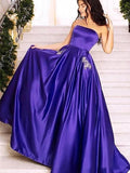 Gorgeous Strapless A-Line Purple Sleeveless Long Prom Dress OKN6