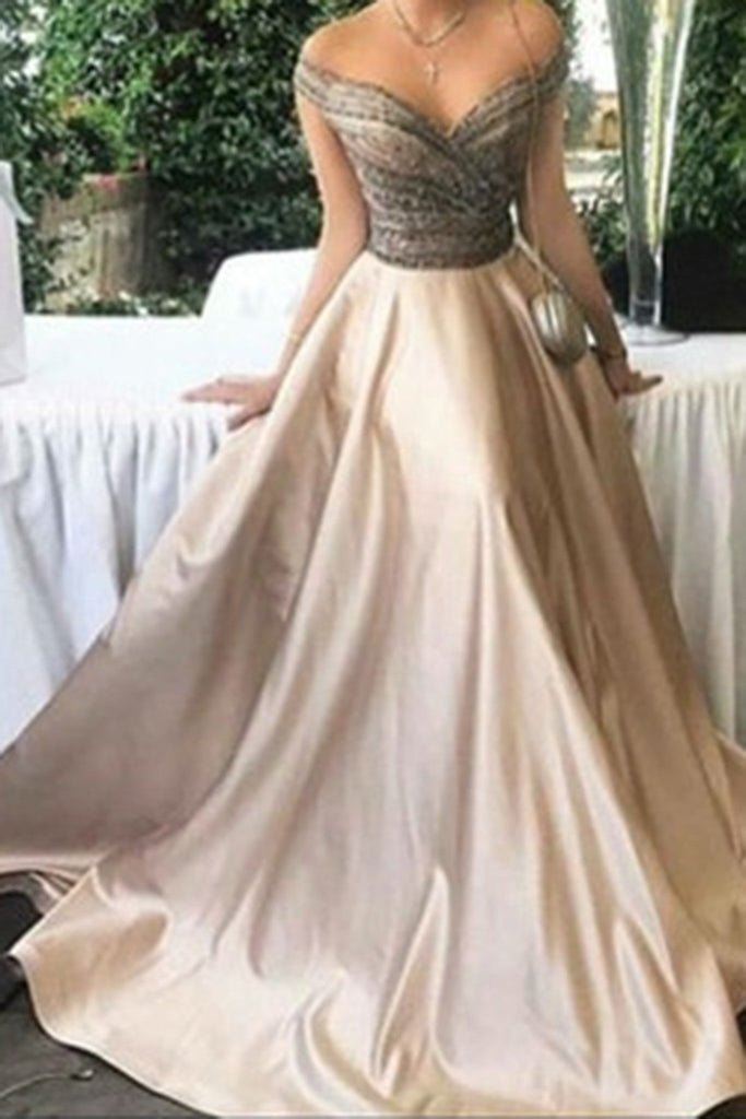 Elegant A-Line Off-Shoulder Long Ball Gowns Satin Prom/Evening Dress new OK143