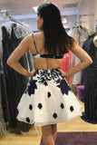 Ivory Short Cheap V Neck Lace Appliques A Line Homecoming Dress OKB89