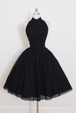 Halter Homecoming Dresses,A Line Homecoming Dresses,Backless Homecoming Dress,Chiffon Prom Dress,Black Prom Dresses,Black Homecoming Dresses,Short Homecoming Dresses,2018 Homecoming Dresses