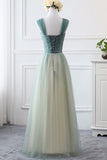 Sweetheart Beading A-Line Floor Length Tulle Charming Prom Dress OKF19