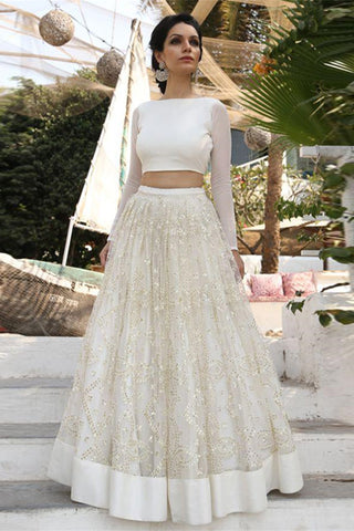 2018 Prom Dresses,Ivory Prom Gown,Two Piece Prom Dress,Cheap Prom Dress,Long Sleeves Wedding Dress,Lace Wedding Dresses