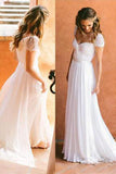 Cheap Wedding Dresses,Sweetheart Wedding Dress,Beading Wedding Gown,Cap Sleeves Bridal Dress,Chiffon Wedding Dresses