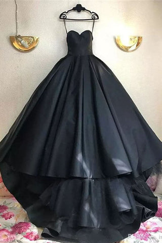 Black Ball Gown Sweetheart Sweep Train Prom Dresses Long Evening Dress OKF13
