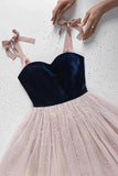 Tulle Princess Simple Sequins Prom Dress A-line Long Formal Evening Dress OKW3